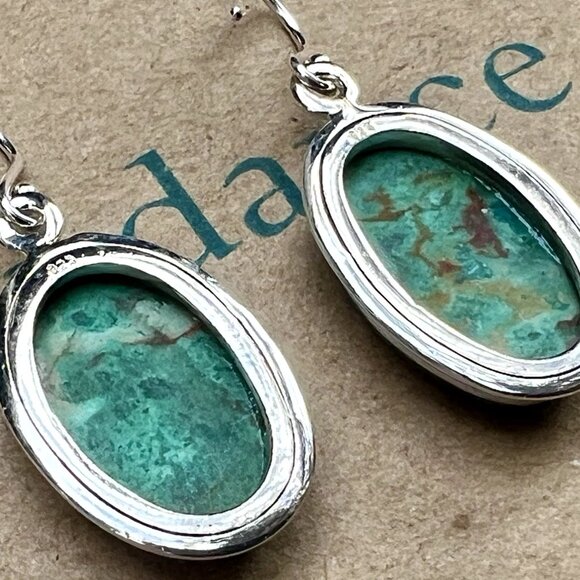 Sundance $188 NEW 1.5” Green Turquoise Sterling Silver Handmade Oval Earrings - Picture 9 of 11